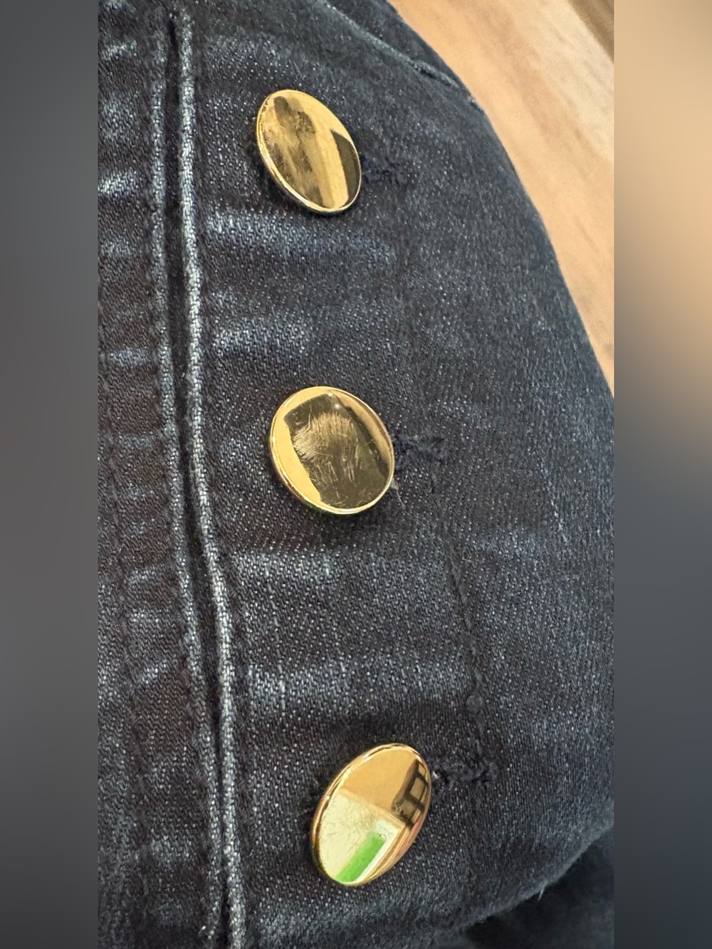 Crown & Ivy Dark Wash Embellished Metallic Button Skinny Jeans Size Petite 14 - Picture 13 of 14